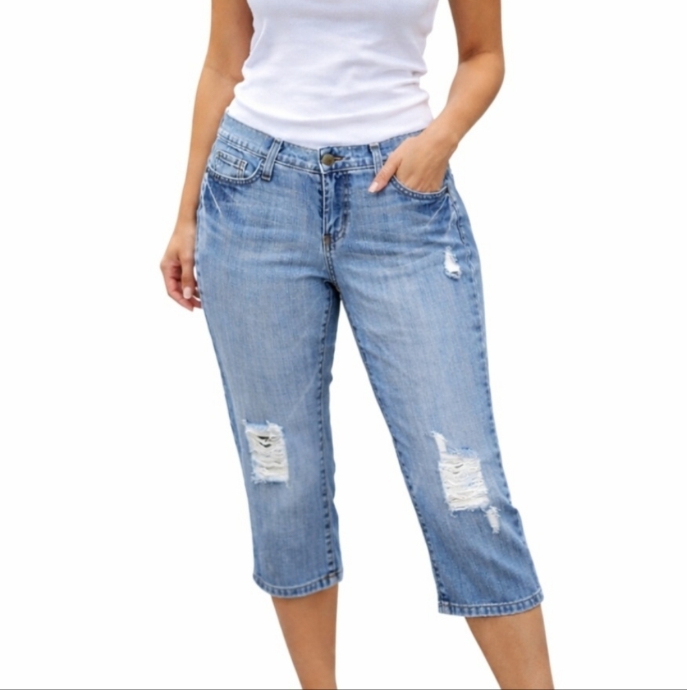 Truck Jeans Distressed Capris 100% Cotton Made In USA Woman's Size 7